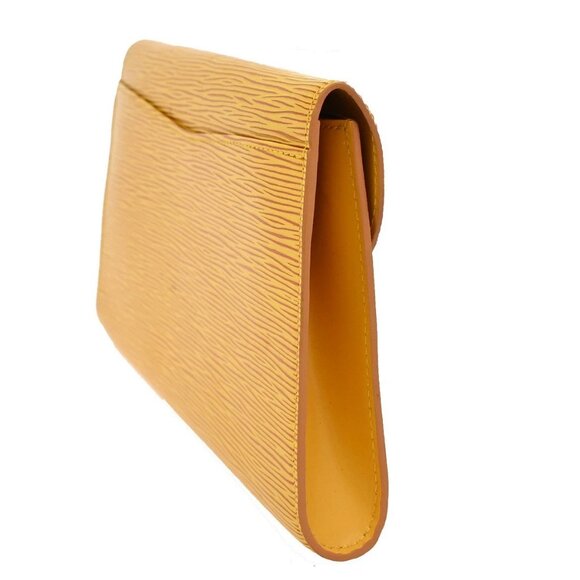 LOUIS VUITTON LV Logo Art Deco Clutch Hand Bag Epi Leather Yellow M52639 05YH583 - Picture 3 of 15